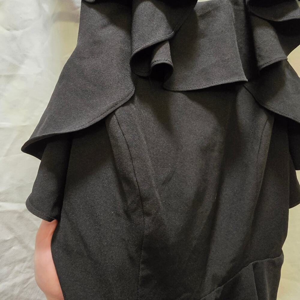 Altar'd State black sleeveless ruffle mini dress circle skirt back zip medium - Picture 7 of 11